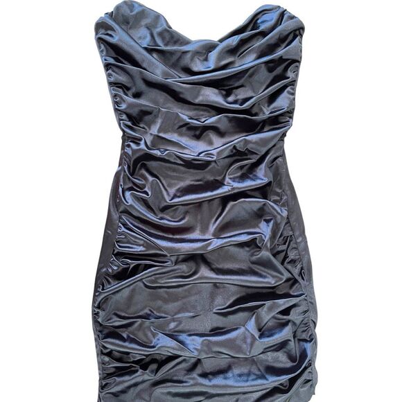 New! Nookie Women's Strapless Ruched Bodycon Cupid Mini Dress Black Small NWT - Picture 8 of 15